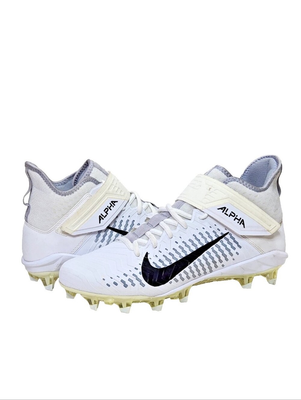 NIKE Alpha Menace Pro 2 Mid Football Cleats Sz 9 White/Grey/Black AQ3209-100